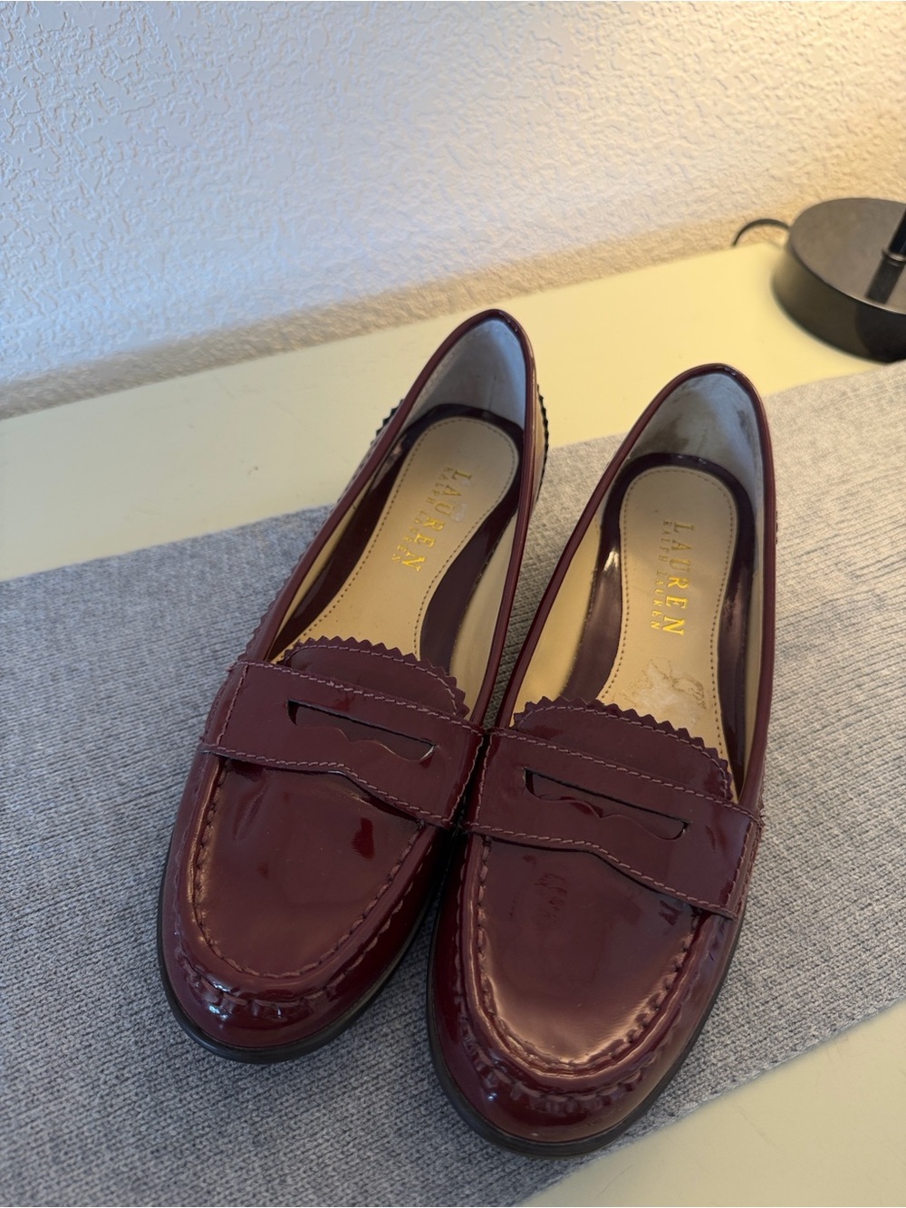 Lauren Ralph Lauren Women's Burgundy Patent Penny Loafers